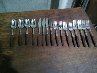 Vtg Grand Prix Dior Muffin 16 Pc.  Stainless Silverware Set Service For 4
