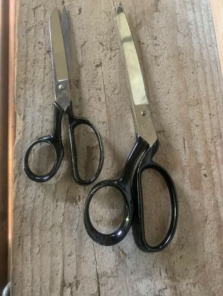 Vintage Wiss 28 Steel Scissors 8  Sharp,  Wiss 36 2 Pair Sewing Crafts Etc