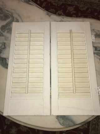 Vintage Wooden Shutters Louvered Shutter Bifold With Brass Fittings Antique