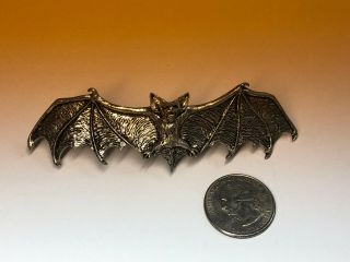 Vintage Alchemy England Hair Clip Gothic Bat Spring Loaded Clip Pewter 1997