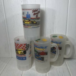 4 Vintage Detroit Grand Prix Plastic Mugs Steins 1987 1988 1989