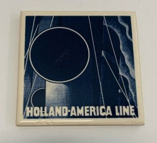Holland America Line Cruiseline - - Tile Coaster Cork Base Blue/white Cruising