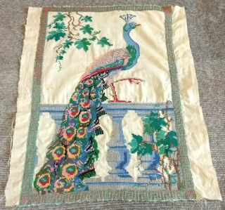 Vintage Ukrainian Embroidery Needlework Cloth Peacock balustrade vine Ethnic Old 3