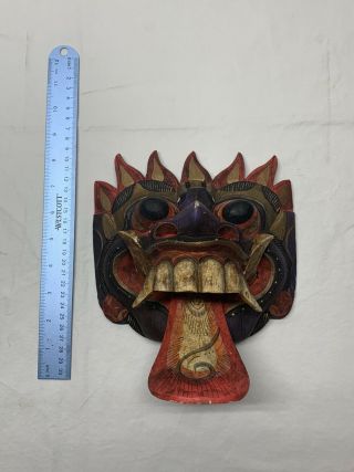 Vintage Wooden Mask Indonesian Balinese Barong Carved Demon Dance Folk Art Asian 2