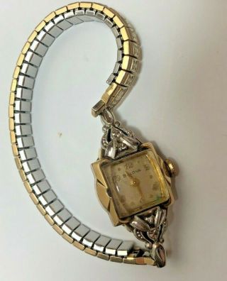 Vintage Running Bulova 10K Rolled Gold Plate Diamond Women ' s Antique Watch 2