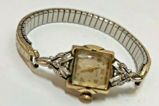 Vintage Running Bulova 10K Rolled Gold Plate Diamond Women ' s Antique Watch 3