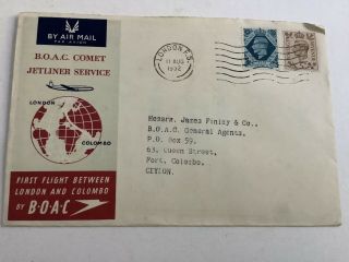 Cover First Flight Air Mail London - Colombo By Boac Comet 1952