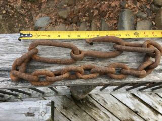 Vintage Antique Hand Forged Boom ? Chain With Unique Quick Release Hook Logging