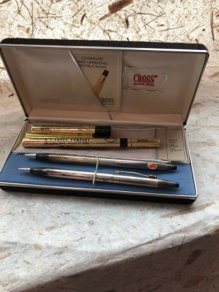 Vintage Cross Sterling Silver Pen Pencil Set With Box 1975 Dsu Portland