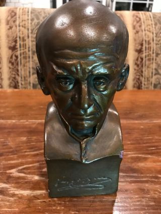 Antique Ceramic Resin Bust Of Guido Gezelle Signed 9x4x5” Famous Belgium Poet