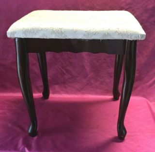 Vintage Mahogany Finish Wood Queen Anne Legs Bench Seat Piano Stool - 18 " Tall