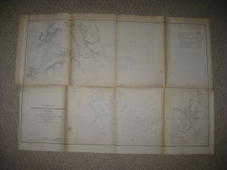 Early Antique 1855 Ipswich Annisquam Gloucester Massachusetts Maritime Map Chart