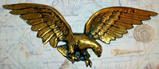 Vintage 25 " Brass Cast American Federal Eagle Wall Plaque Made In Japan