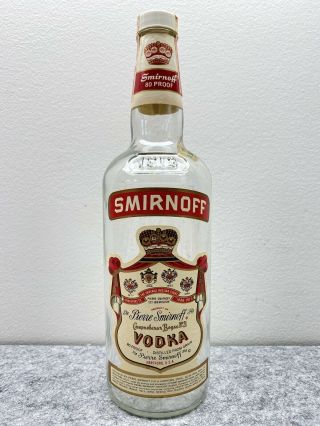 Vintage Smirnoff Vodka Glass Bottle - 4/5 Quart - Bar Or Man Cave
