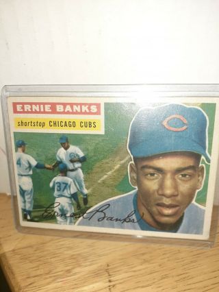 1956 Topps Ernie Banks Chicago Cubs 15 Baseball Card