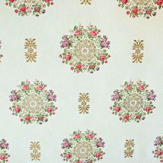 French Vintage 1950s/60s Full Roll Inaltera Wallpaper In Pink Purple Gold Floral