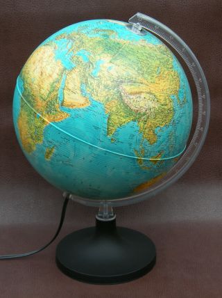 Illuminated Desk / Table Top Rotating 12 " World Globe Light On Stand