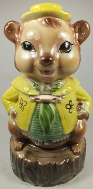 Vintage Maddux Of California Squirrel Hiker Pottery Cookie Jar Signed Romanelli