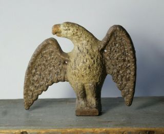 Antique Cast Iron Painted American Eagle Paperweight Wall Mount Statue