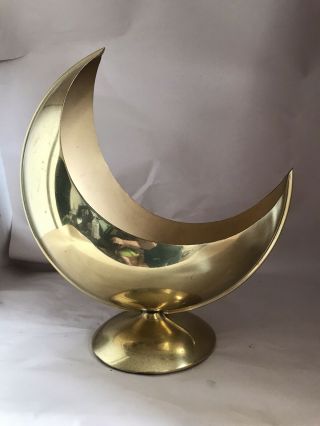 Vintage Brass Crescent Moon Celestial Planter / Fruit Bowl / Footed Bowl
