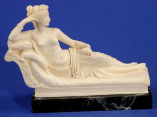 Vintage G Ruggeri Reclining Nude Figurine On Marble - Italy