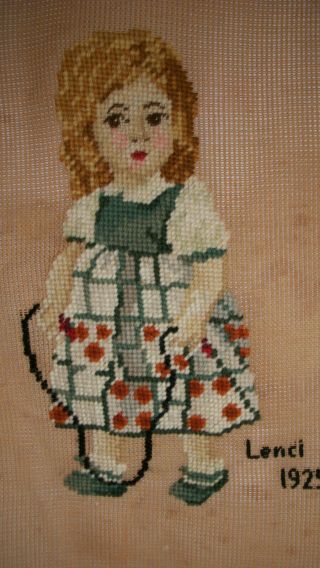 Vintage Preworked NEEDLEPOINT TAPESTRY 1925 Lenci Doll 14 