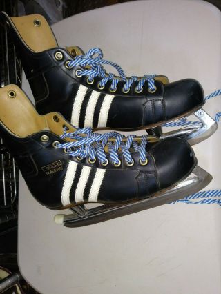 Vintage 1980s Adidas Black - Pro Ice Hockey Skates Men 