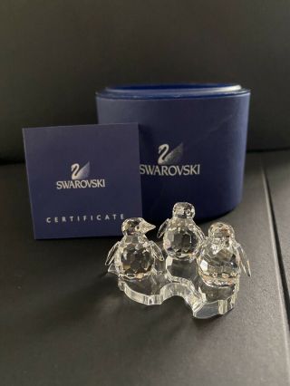 Vintage Swarovski Crystal Three Baby Penguins Iceberg 209588 Box