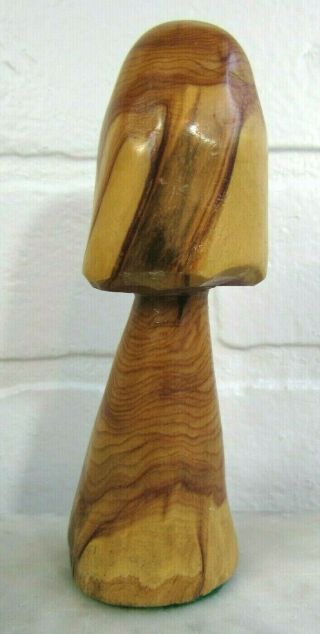 Vtg Hand Carved Burl Wood Mushroom Sculpture Folk Art 5 "