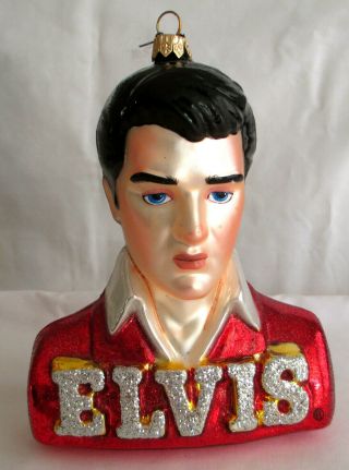 Vintage Polonaise Love Me Tender Elvis Presley Glass Christmas Ornament Box