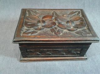 Vintage Hand - Carved Trinket Box With Hinged Lid From Mexico