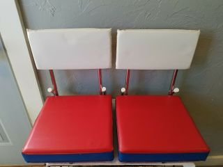 Two Vintage Cenex Land O Lakes Red,  White and Blue Vinyl Folding Stadium Chairs 2