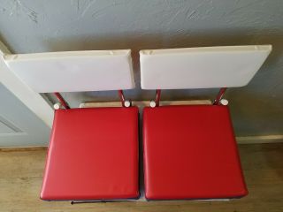 Two Vintage Cenex Land O Lakes Red,  White and Blue Vinyl Folding Stadium Chairs 3