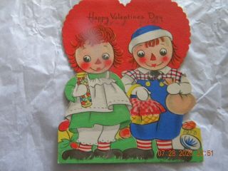 Vintage Raggedy Ann & Andy Valentine Card - Volland Copyright 1949 - Sweet