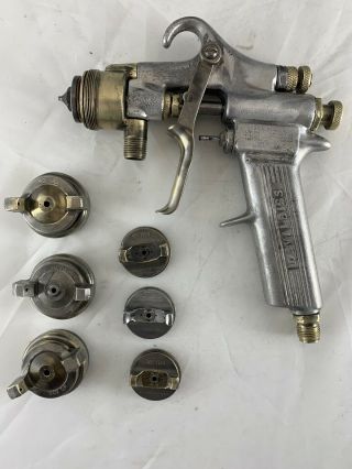 Vintage Devilbiss Type Mbc Paint Spray Gun With Attachments Accessories