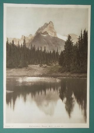 Canada Rocky Mountains Cathedral Peak Alt.  10,  454 Ft - 1925 Rotogravure Print