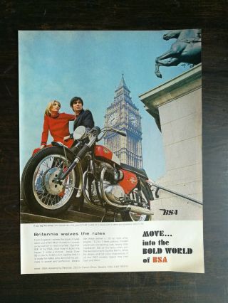 Vintage 1967 Bsa Spitfire Mk Iii Motorcycle Full Page Ad