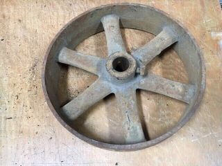 Antique Cast Iron Flat Belt Pulley 2.  5x10.  5 Gas Steam Engine Sawmill Steampunk
