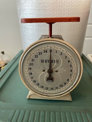 Wayrite Vintage Kitchen Scale Red And Tan Hanson Scale Co.  Made In Usa