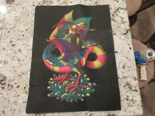 Vintage Blacklight Poster Dragon 1971 Pin - Up 70s Psychedelic Headshop