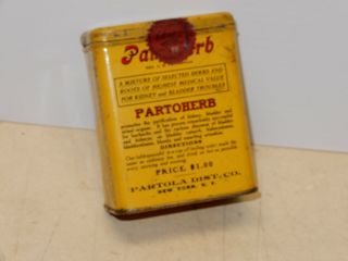 Antique Partoherb Kidney And Bladder Cure Tin