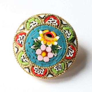 Vintage Micro Mosaic Brooch - Made In Italy