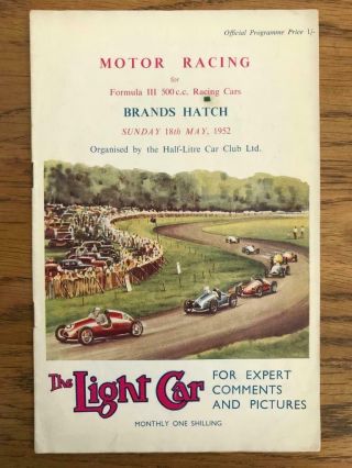 1952 Brands Hatch Formula Iii Motor Racing Car Programme 14pg