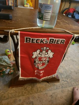Vintage Beck " S Bier German Import Beer Flag Banner Sign