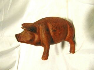 Antique Cast Iron Piggy Bank Vintage Pig Metal Great Piece