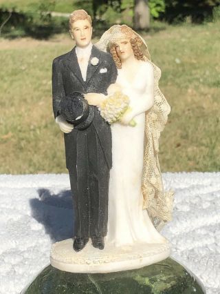 Vtg Salt Bride & Groom Unique Wedding Cake Topper