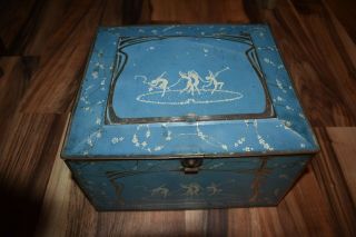 The Globe Soap Company Cincinnati Oh Vintage Tin Box Blue - 9&3/4 X 8&1/2 X8&1/2