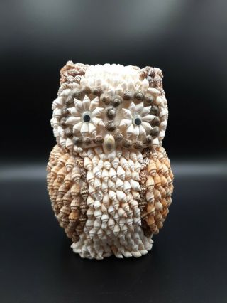 Vintage Sea Shell Encrusted Owl Made In Phillipines