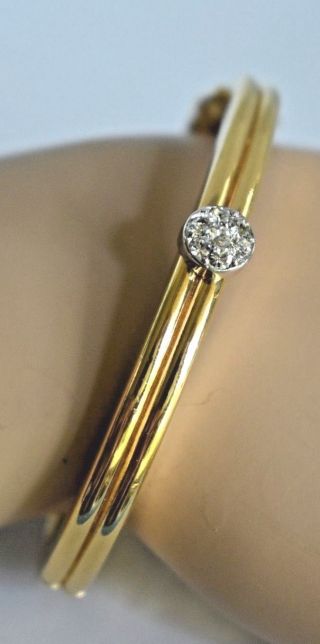 Vintage Signed Ciner Faux Diamond Rhinestone Gold Tone Clamper Bangle Bracelet
