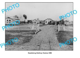 Old Large Photo Qld Bundaberg Railway Station C1882